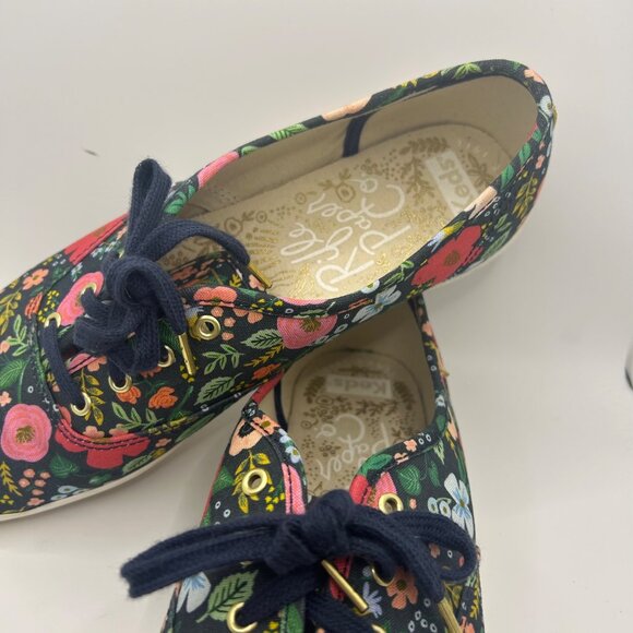 Keds Womens Floral Canvas Lace-Up Sneakers Navy Multicolor Size 8.5 - Picture 8 of 10